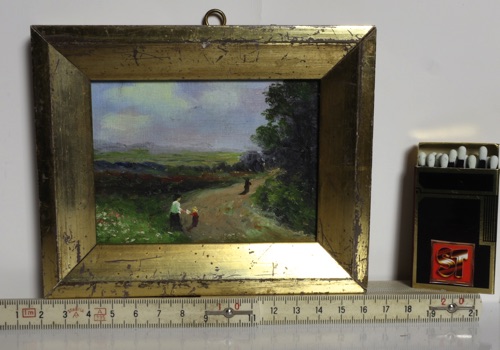 Ölgemälde Miniatur Landschaft Muter Kind 7