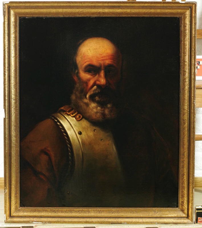 Ölgemälde antik Barock Edelmann Harnisch
