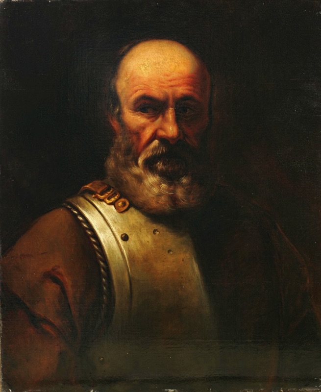 Ölgemälde antik Barock Edelmann Harnisch