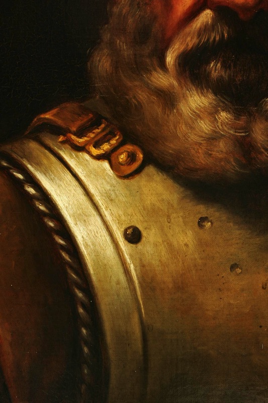 Ölgemälde antik Barock Edelmann Harnisch
