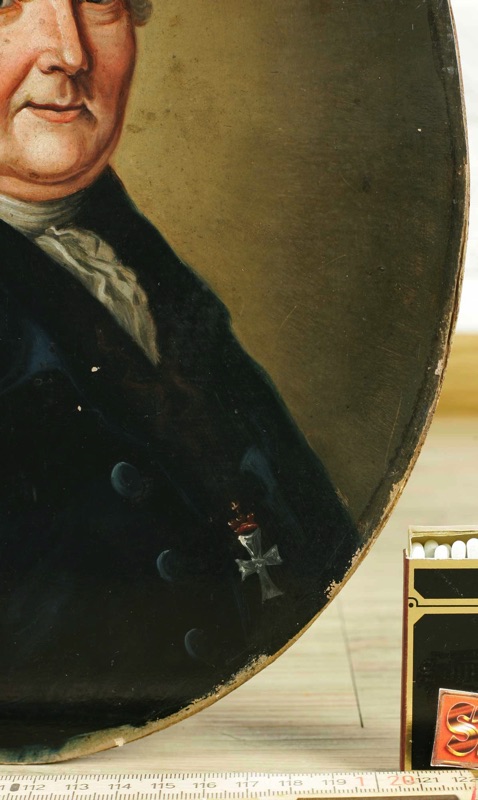 Ölgemälde antik Edelmann Kreuz Orden oval