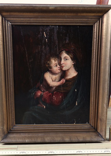 Ölgemälde antik Maria mit Jesus Baby Mutter mit Kind
