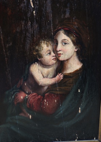 Ölgemälde antik Maria mit Jesus Baby Mutter mit Kind