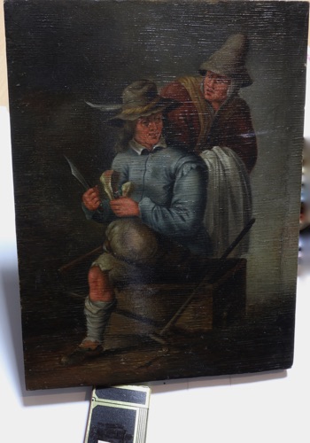 Ölgemälde antik Personen Friedrich Einbeiniger Messer
