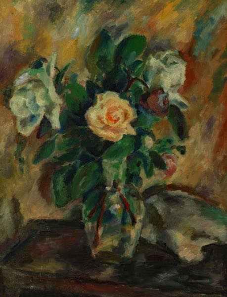 Ölgemälde antik Stillleben Blumen Vase Rosen