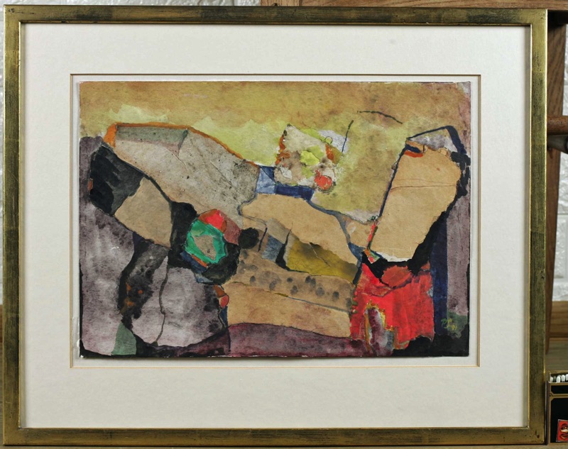 P S Monogramm Aquarell Collage abstrakt 1991