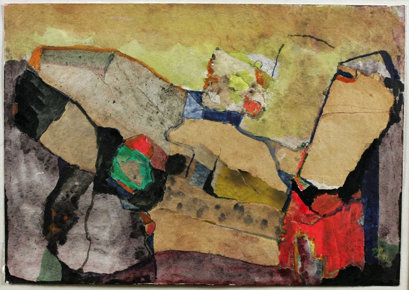 P S Monogramm Aquarell Collage abstrakt 1991