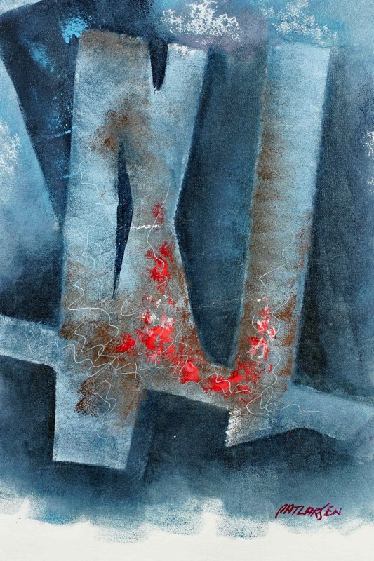 Pat Larsen Misko Art Acryl Gemälde Komposition Bank