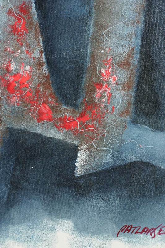 Pat Larsen Misko Art Acryl Gemälde Komposition Bank