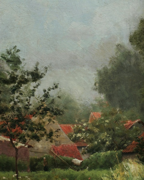Paul Desire Trouillebert antikes Ölgemälde Dorf Oise