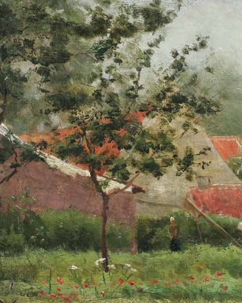 Paul Desire Trouillebert antikes Ölgemälde Dorf Oise