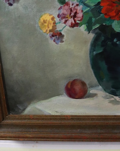 Paula Dittberner Ölgemälde Stillleben Blumen Vase Obst