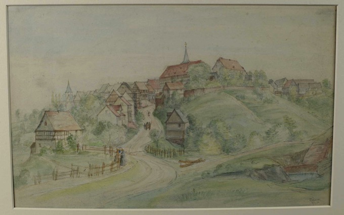 Peter Becker Zuschreibung Aquarell Waldeck antik 1880