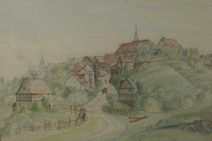 Peter Becker Zuschreibung Aquarell Waldeck antik 1880
