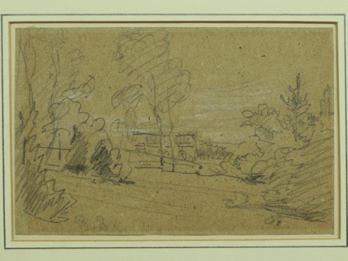 Peter Philipp Rumpf Zeichnung antik Monogramm Landschaft