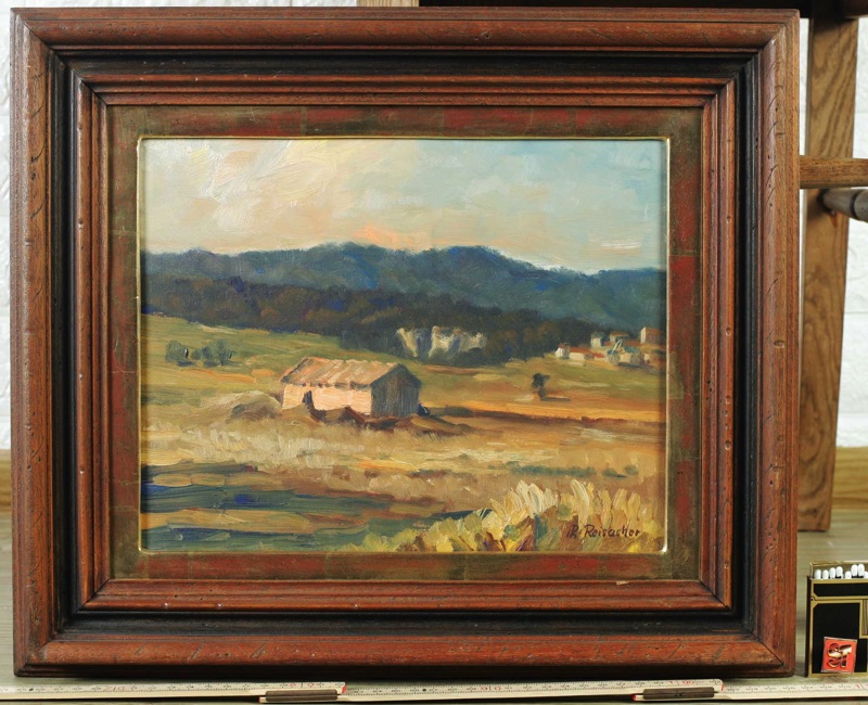 Philipp Reisacher Acrylgemälde Landschaft Dorf Korngarben