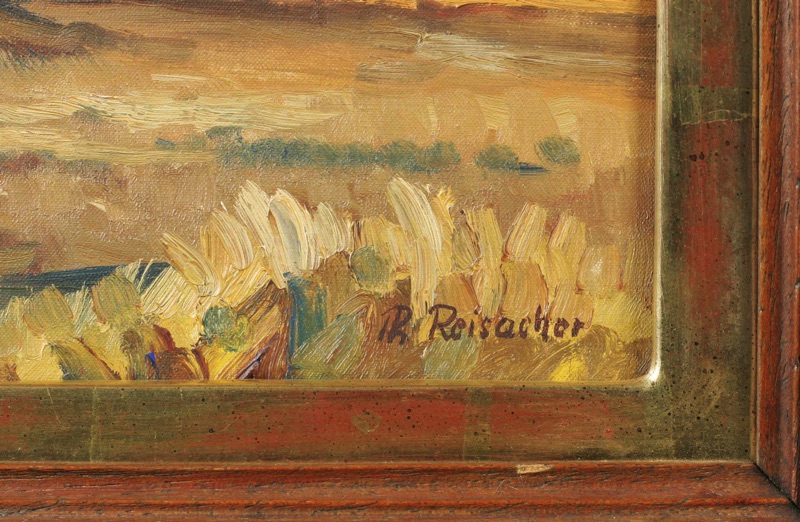 Philipp Reisacher Acrylgemälde Landschaft Dorf Korngarben