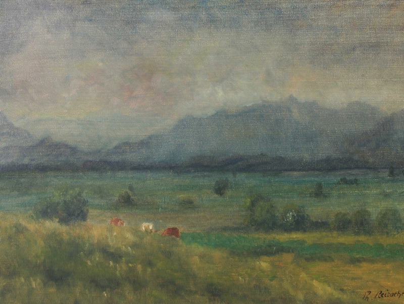Philipp Reisacher Acrylgemälde Landschaft Kühe