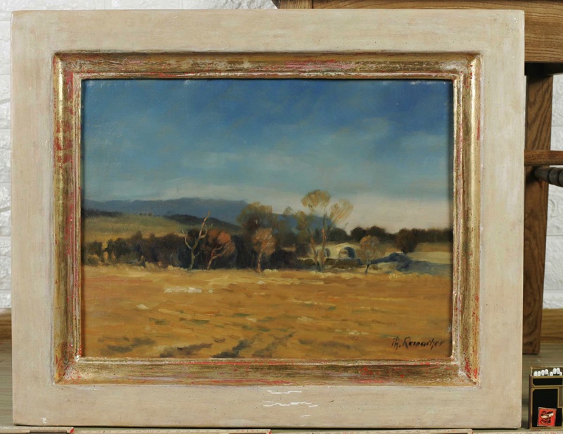 Philipp Reisacher Acrylgemälde Landschaft weisser Rahmen