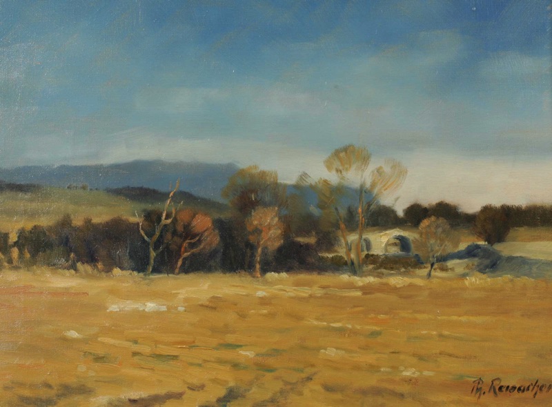 Philipp Reisacher Acrylgemälde Landschaft weisser Rahmen