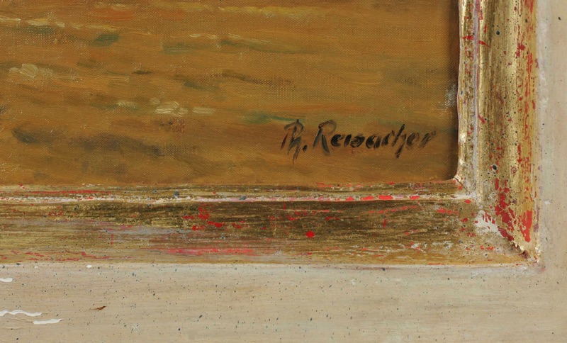 Philipp Reisacher Acrylgemälde Landschaft weisser Rahmen