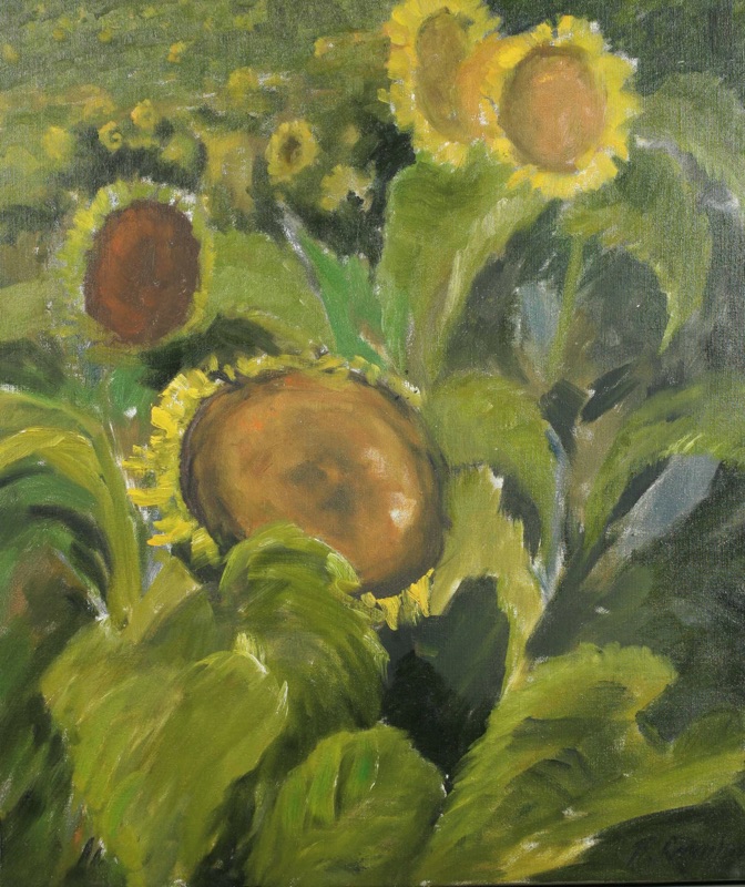 Philipp Reisacher Acrylgemälde Sonnenblumen Stillleben