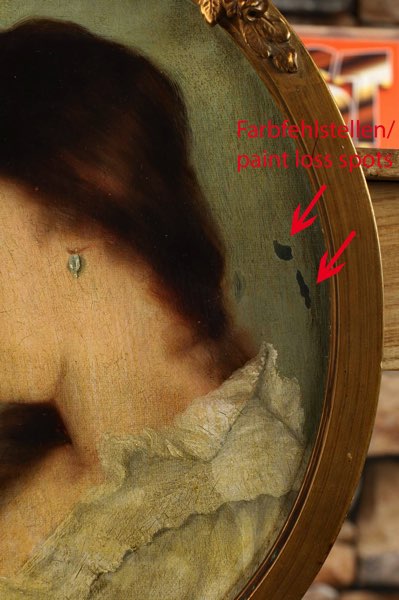 Portrait oval Ölgemälde antik Frau Dame Mädchen