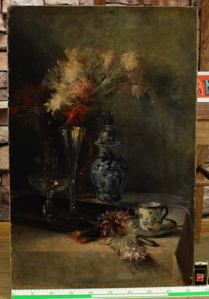 R W Ölgemälde antik Stillleben Blumen