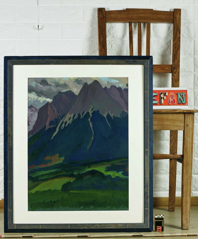 R Z Monogramm Gouache antik 1925 Alpen