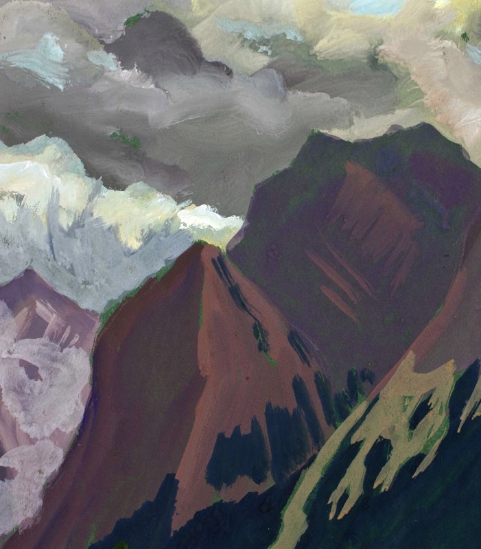 R Z Monogramm Gouache antik 1925 Alpen