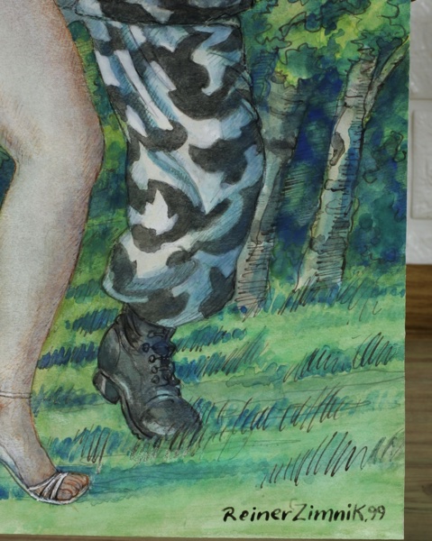 Rainer Zimnik Aquarell Blonde und Pfeifer