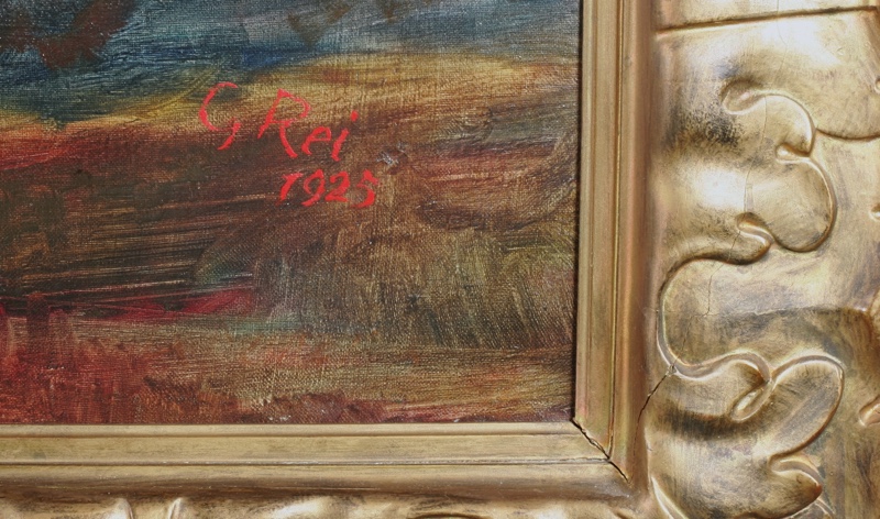 Rei Ölgemälde antik 1925 Landschaft 170cm