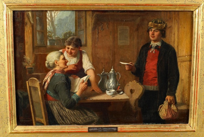 Reinhard Sebastian Zimmermann Ölgemälde antik Genre Interieur