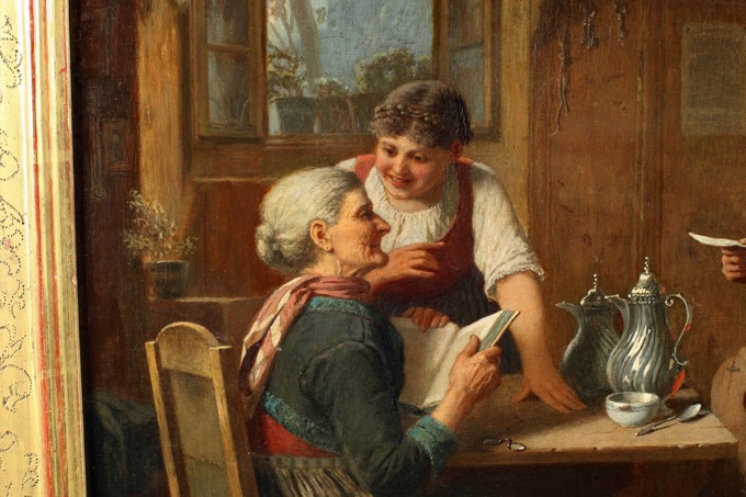 Reinhard Sebastian Zimmermann Ölgemälde antik Genre Interieur