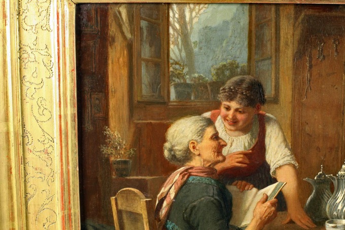 Reinhard Sebastian Zimmermann Ölgemälde antik Genre Interieur