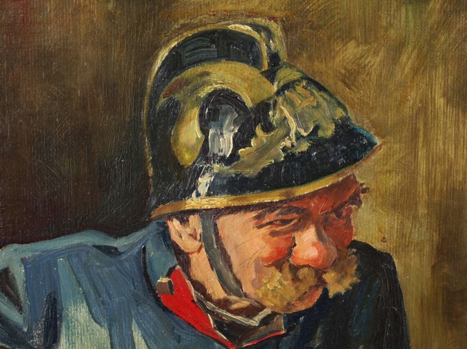 Richard Moser Ölgemälde Feuerwehrmann