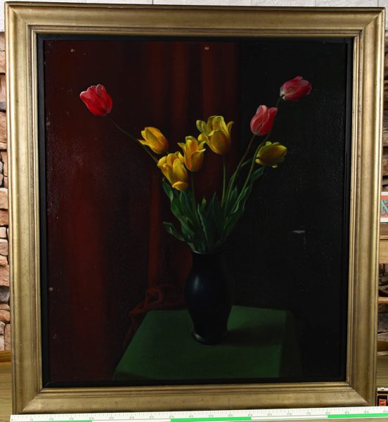 Richter Ölgemälde antik 1926 Tulpen Stillleben
