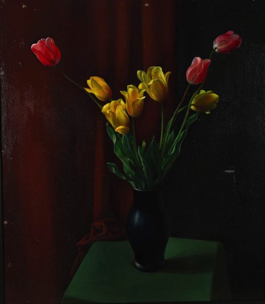 Richter Ölgemälde antik 1926 Tulpen Stillleben