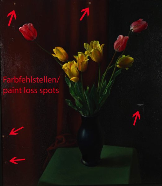 Richter Ölgemälde antik 1926 Tulpen Stillleben