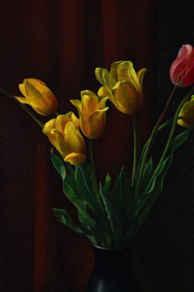 Richter Ölgemälde antik 1926 Tulpen Stillleben