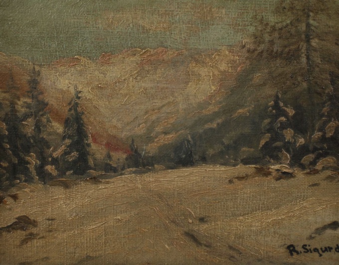 Rolf Sigurd 1893 1943 Ölgemälde antik Winter Landschaft