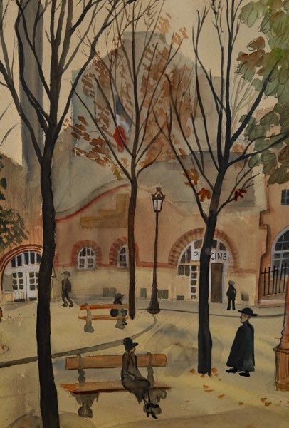 Rubin Rubinstein Aquarell antik Piscine 1928