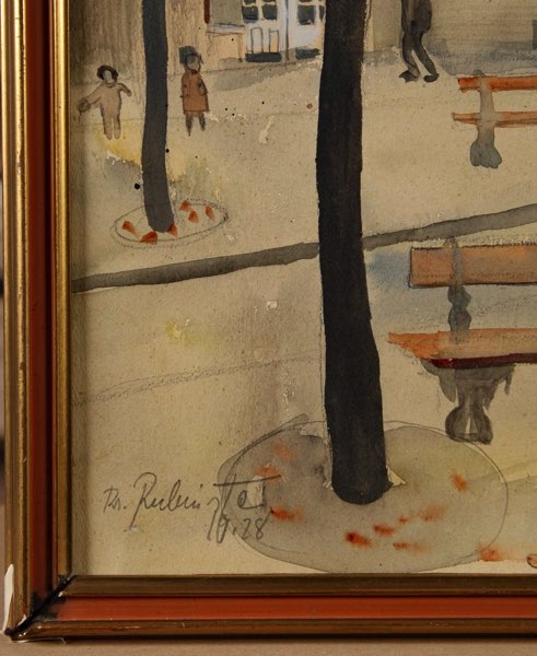 Rubin Rubinstein Aquarell antik Piscine 1928