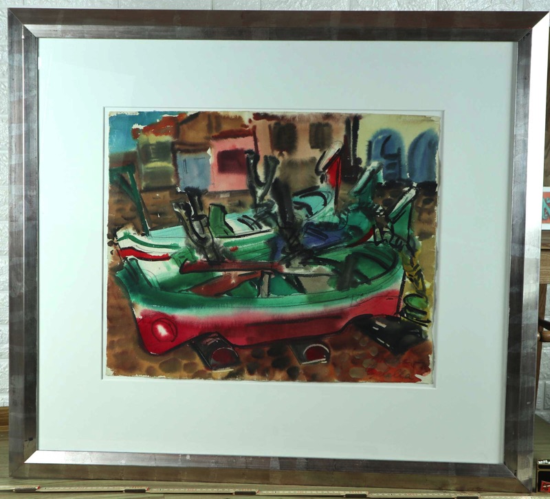 Rudolf Bredow Aquarell Boote Strand von Calella