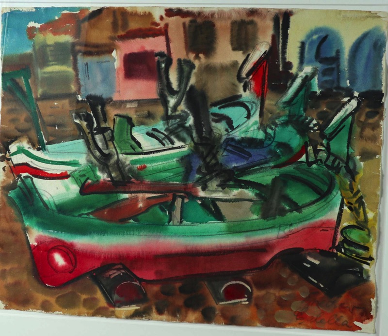Rudolf Bredow Aquarell Boote Strand von Calella