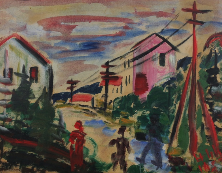 Schad Ölgemälde 1954 expressiv Taunus
