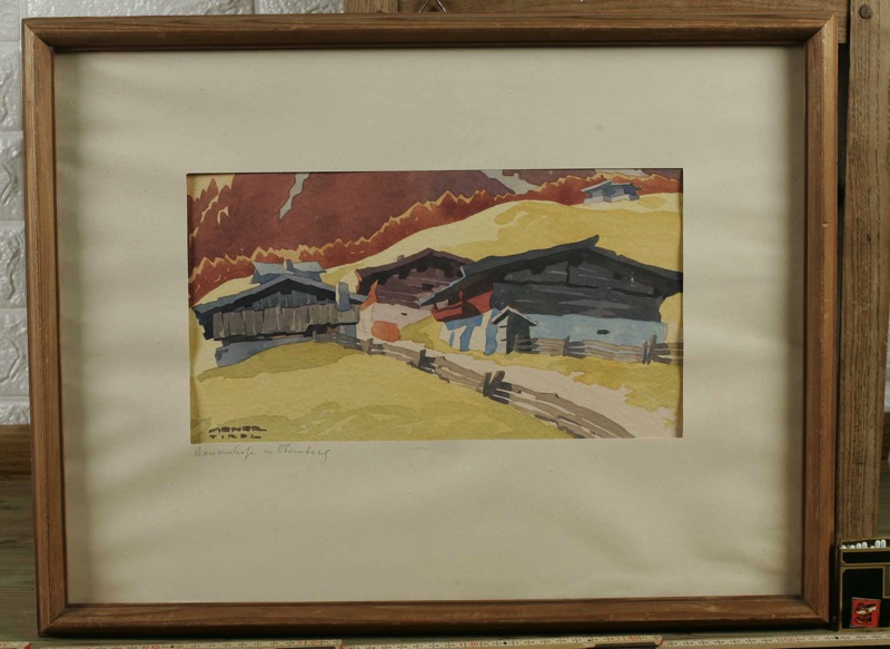 Siener Tirol Obernberg Aquarell antik Bauernhof