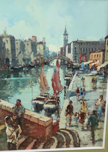 Signiert Ölgemälde Venedig Chioggia Kanal
