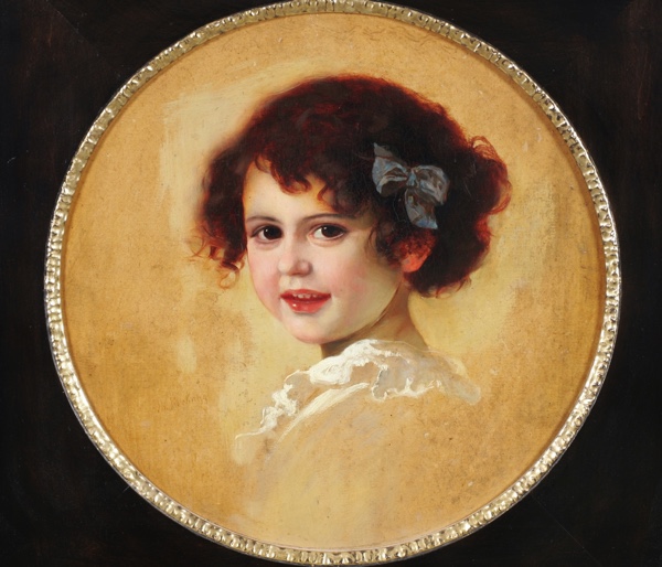 Signiert Ölgemälde antik Portrait Mädchen