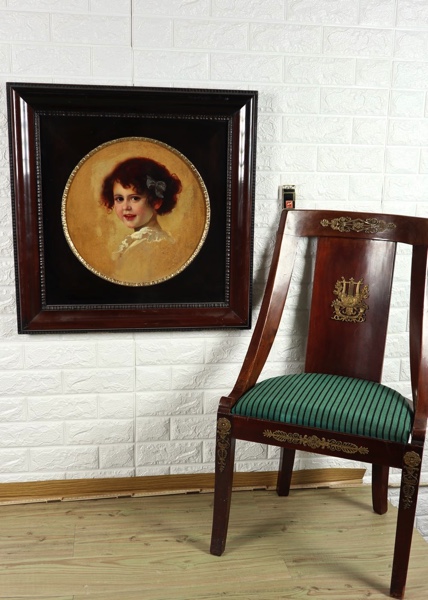 Signiert Ölgemälde antik Portrait Mädchen